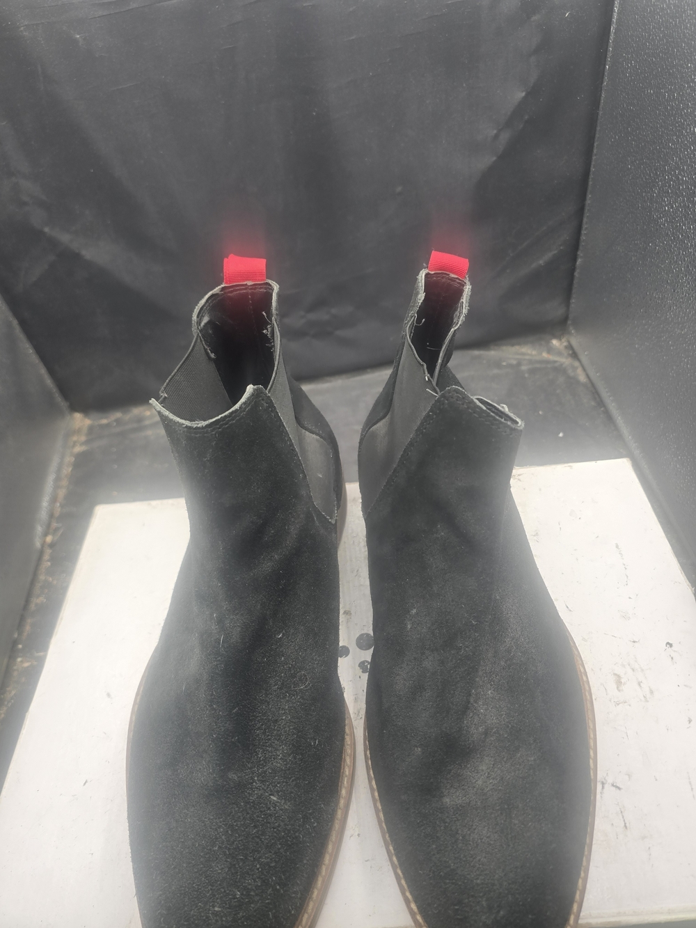 ASOS Black Suede Chukka Boots with Red Pull Tabs